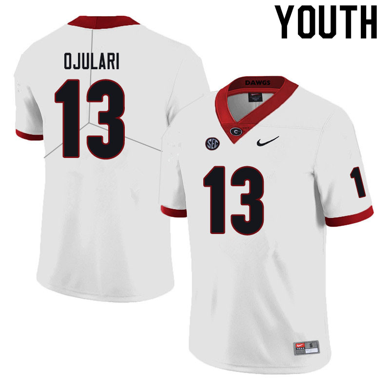 Georgia Bulldogs Youth Azeez Ojulari #13 Black Stitched College UGA Football Jersey 23WL015XD